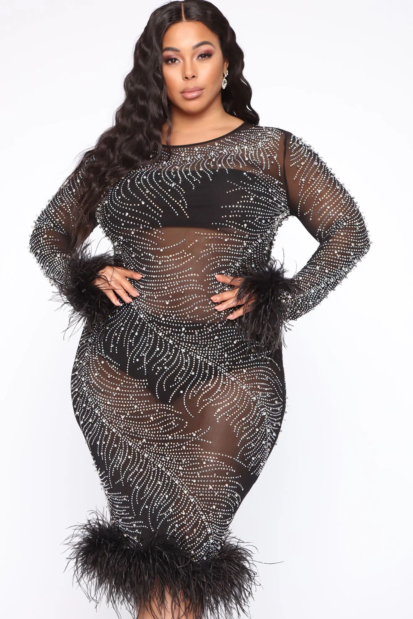 All Over My Body Midi Dress - Black