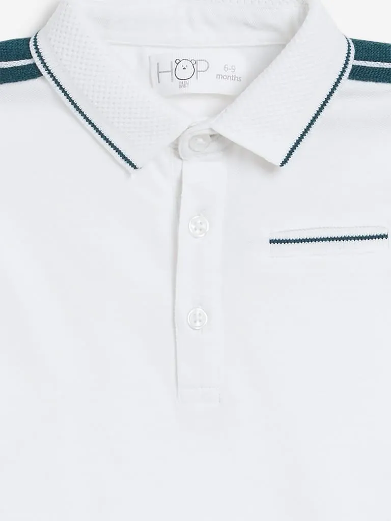 Baby HOP White Polo-Neck T-Shirt