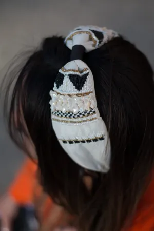 Boho Seed Bead Embellished Knot Headband