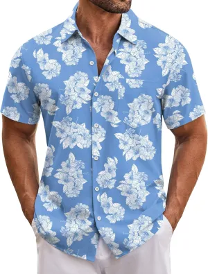 COOFANDY Mens Hawaiian Tropical Shirt Short Sleeve Casual Button Down Floral Summer Beach Shirts with Pocket