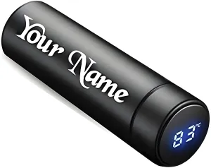 Customized/Personalized Stainless Steel Smart Water Bottle with Smart LCD Temperature Touch | Gifting Custom Name Water Bottle | Gifts for Boyfriend/Girlfriend/Employee | 500ML