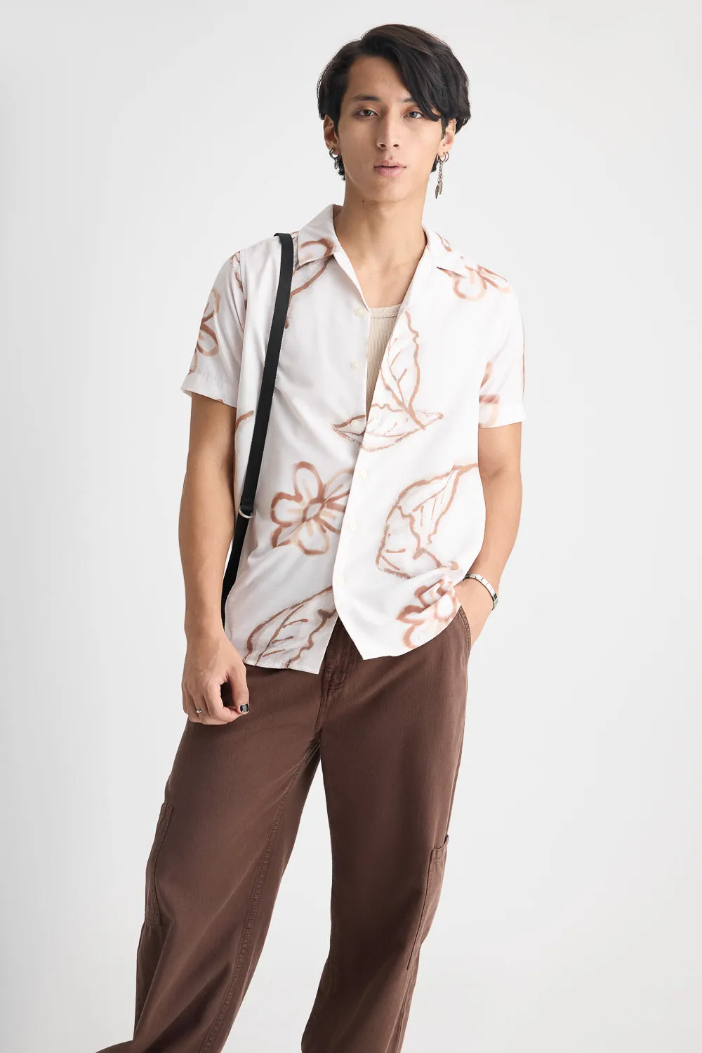 Men's Beige Printed Shirt