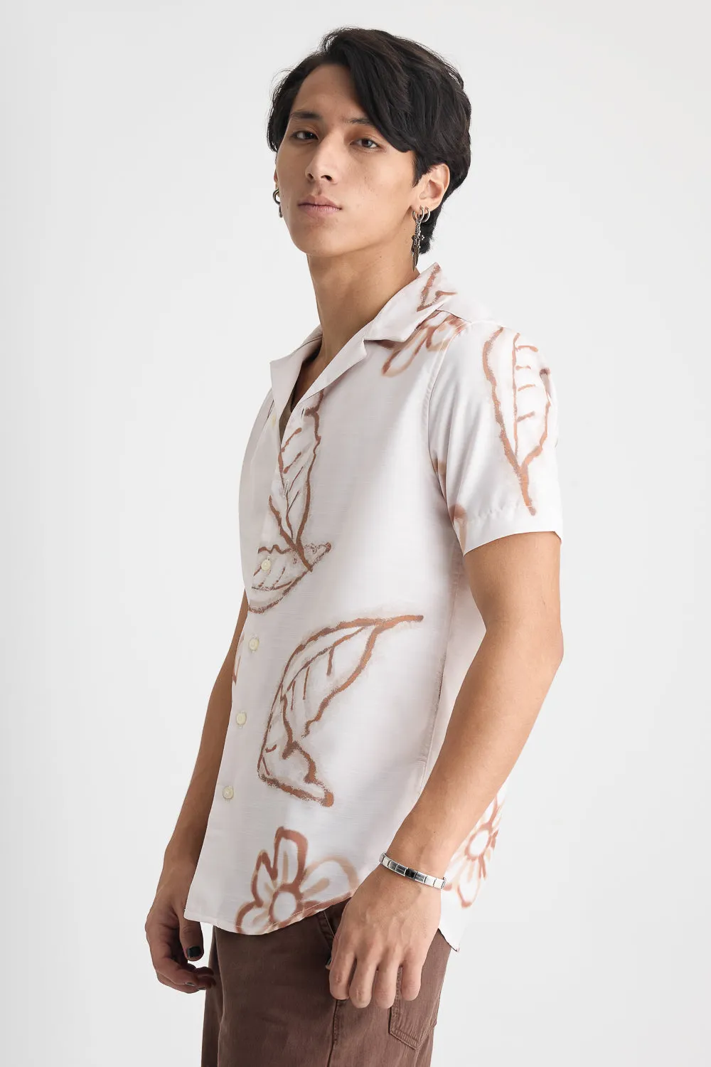 Men's Beige Printed Shirt