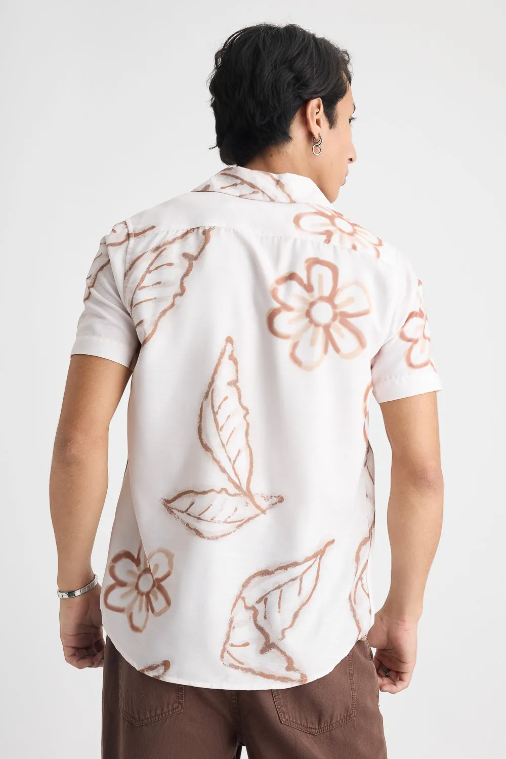 Men's Beige Printed Shirt
