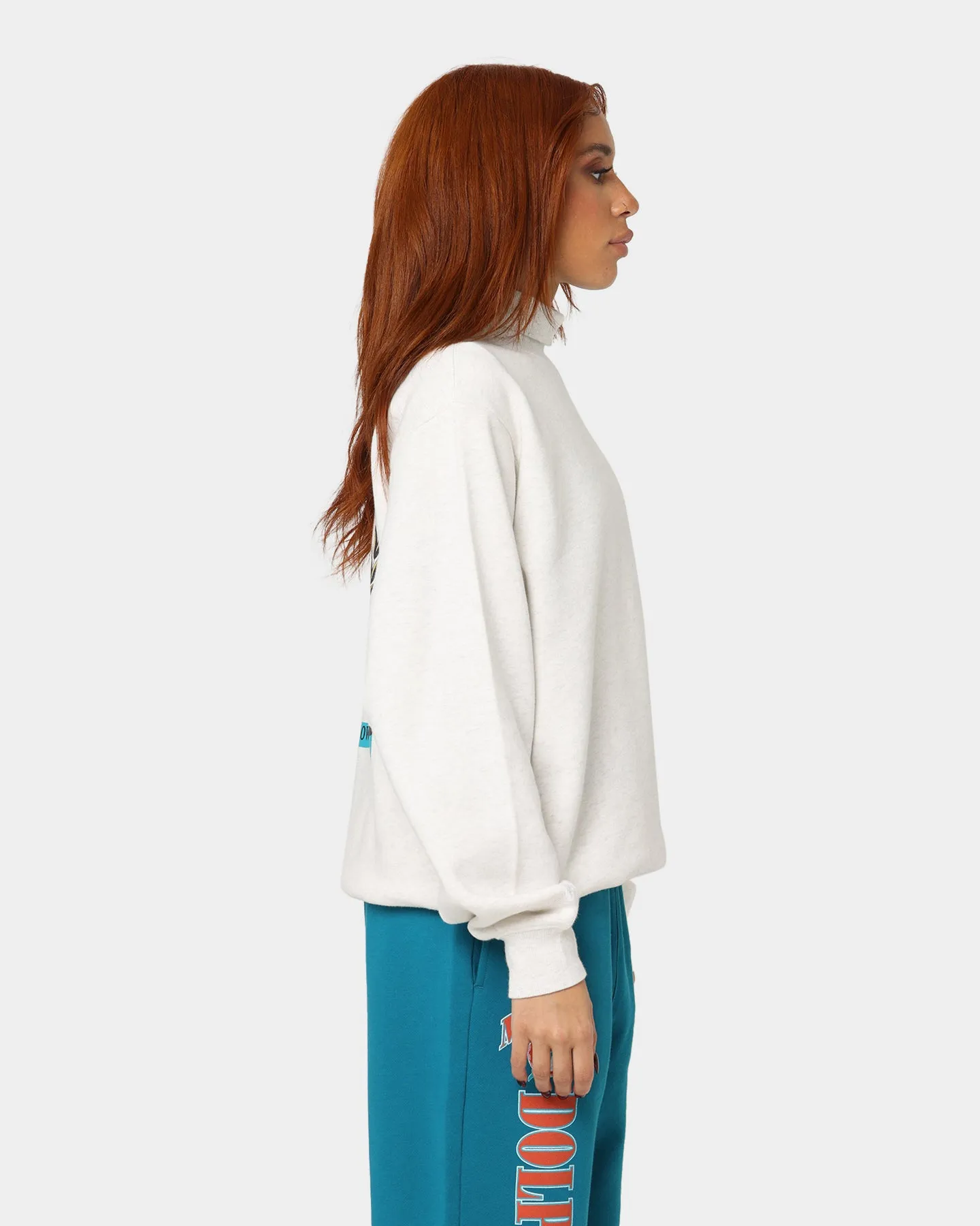 Mitchell & Ness Women's Miami Dolphins Champion High Neck Crewneck Vintage Grey