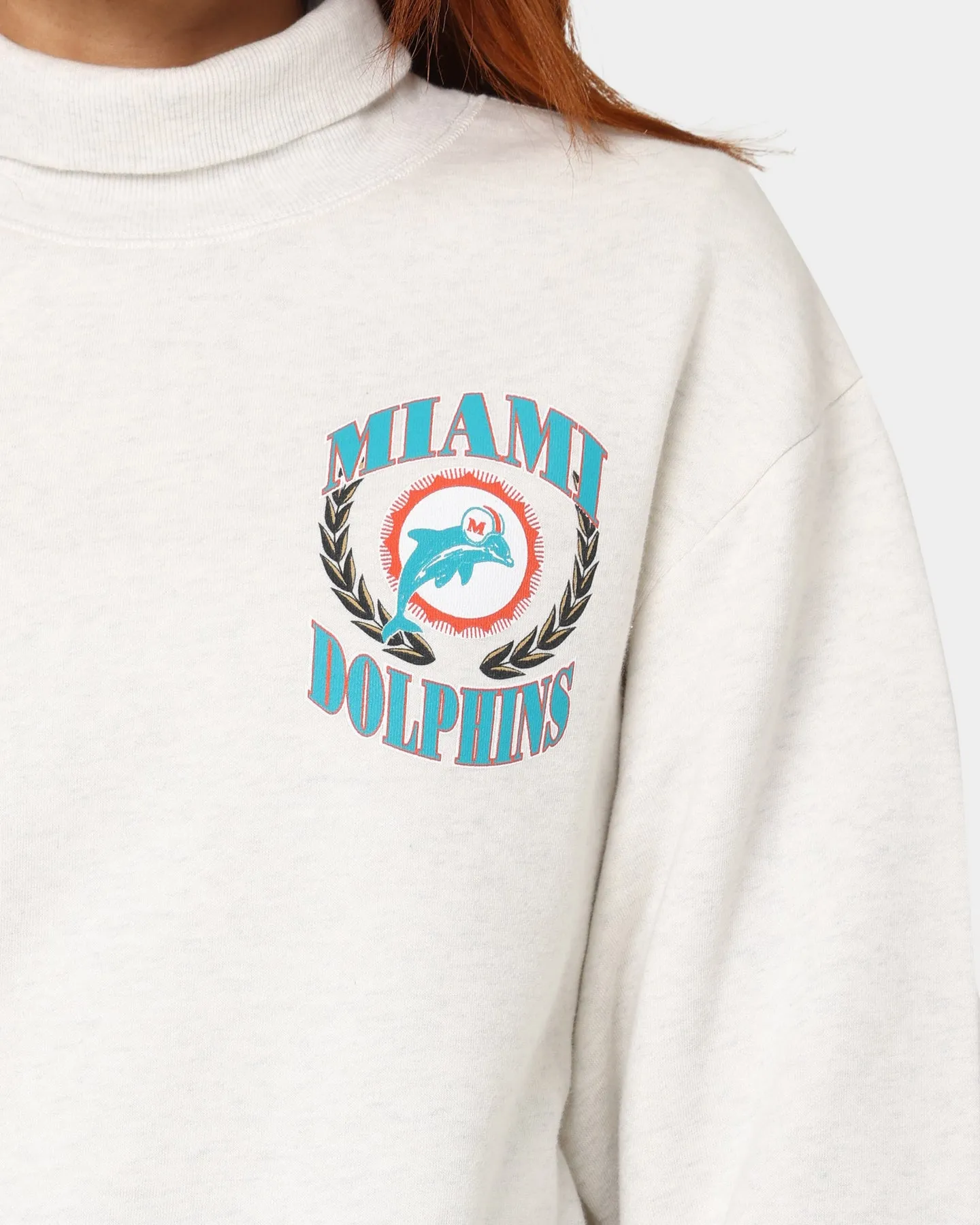 Mitchell & Ness Women's Miami Dolphins Champion High Neck Crewneck Vintage Grey