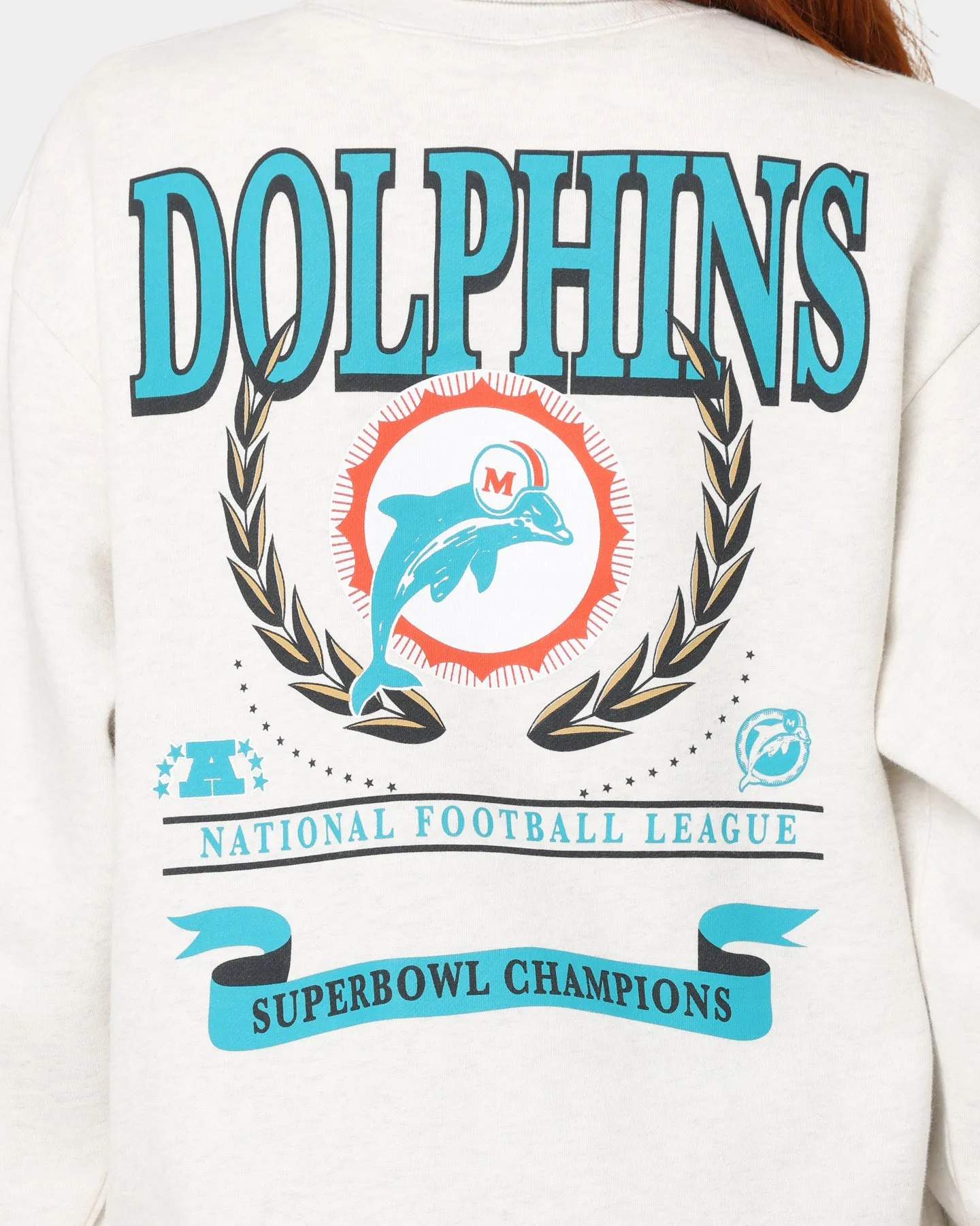 Mitchell & Ness Women's Miami Dolphins Champion High Neck Crewneck Vintage Grey