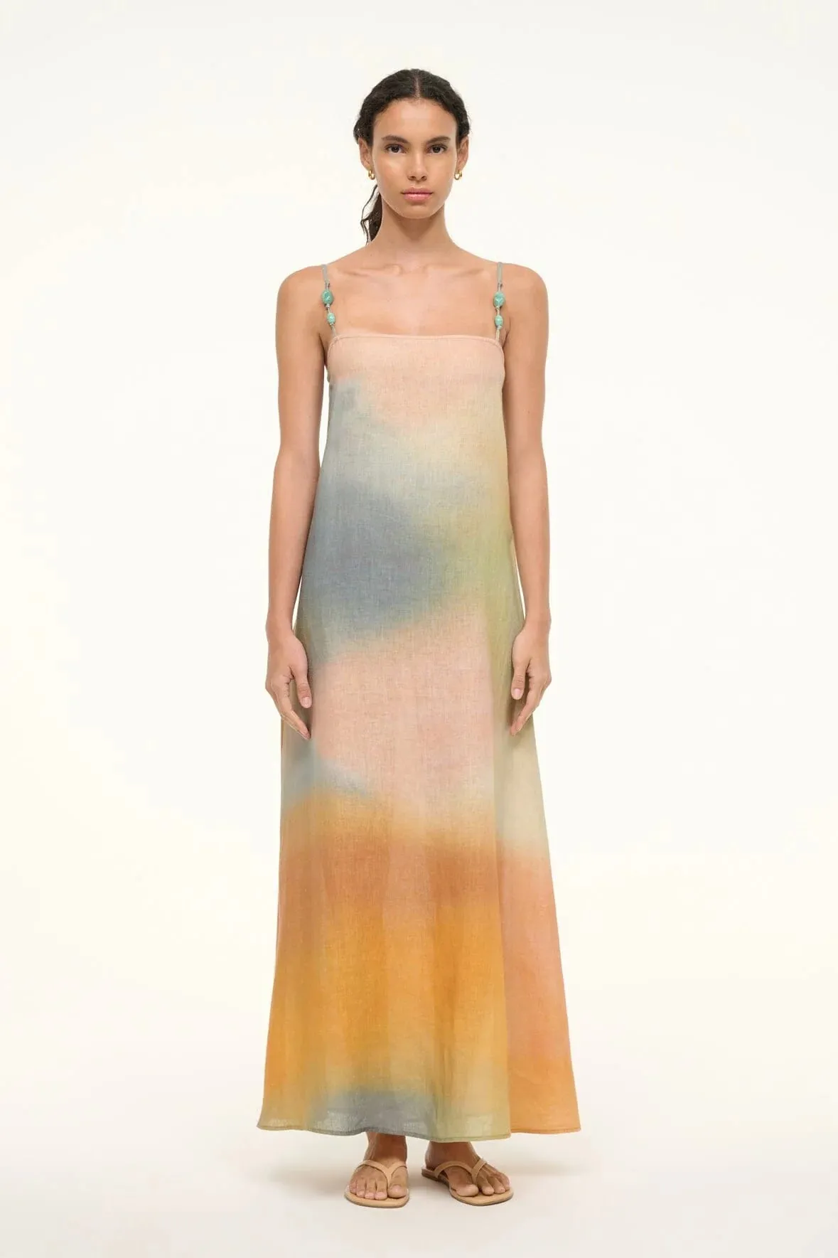 Staud Laura Linen Dress Pastel Clouds