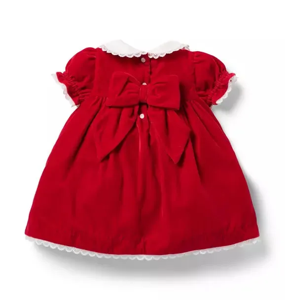 The Velvet Collard Baby Dress - Holiday Red