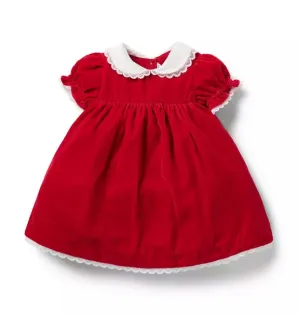 The Velvet Collard Baby Dress - Holiday Red