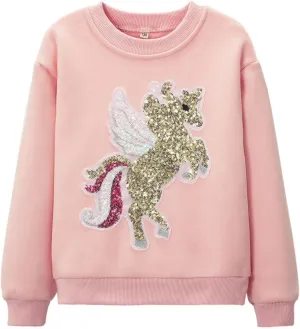 WELAKEN Girls Sweatshirts Long Sleeve Pullover Crewneck Tops Shirts