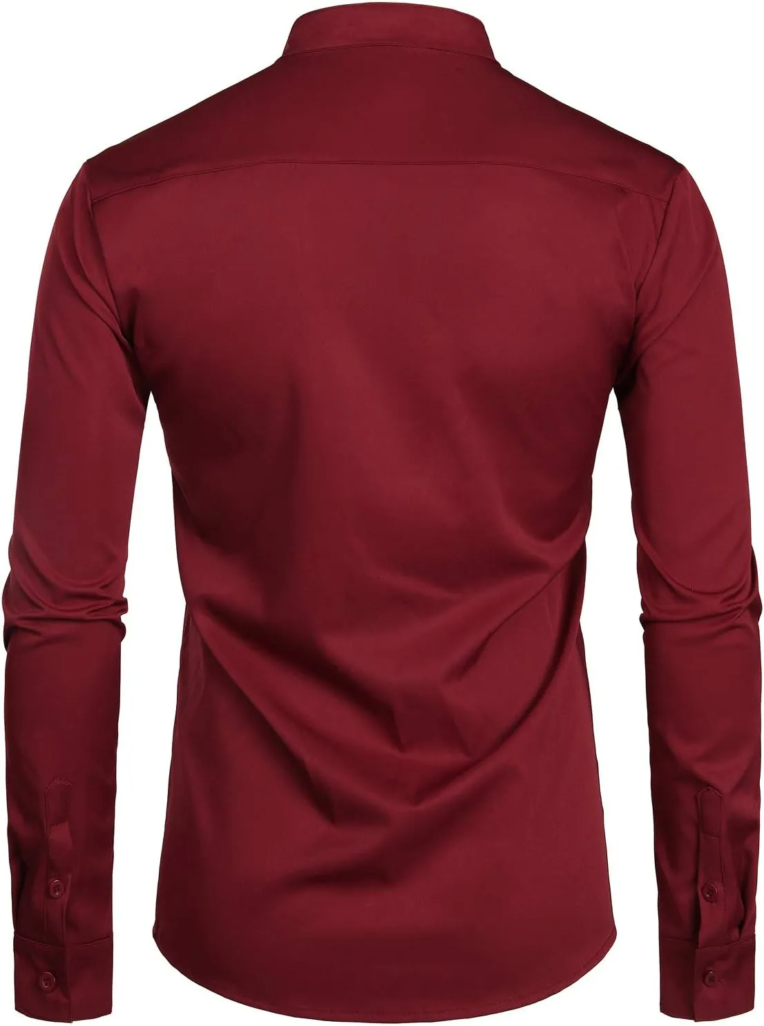ZEROYAA Men's Banded Collar Slim Fit Long Sleeve Casual Button Down Dress Shirts with Pocket